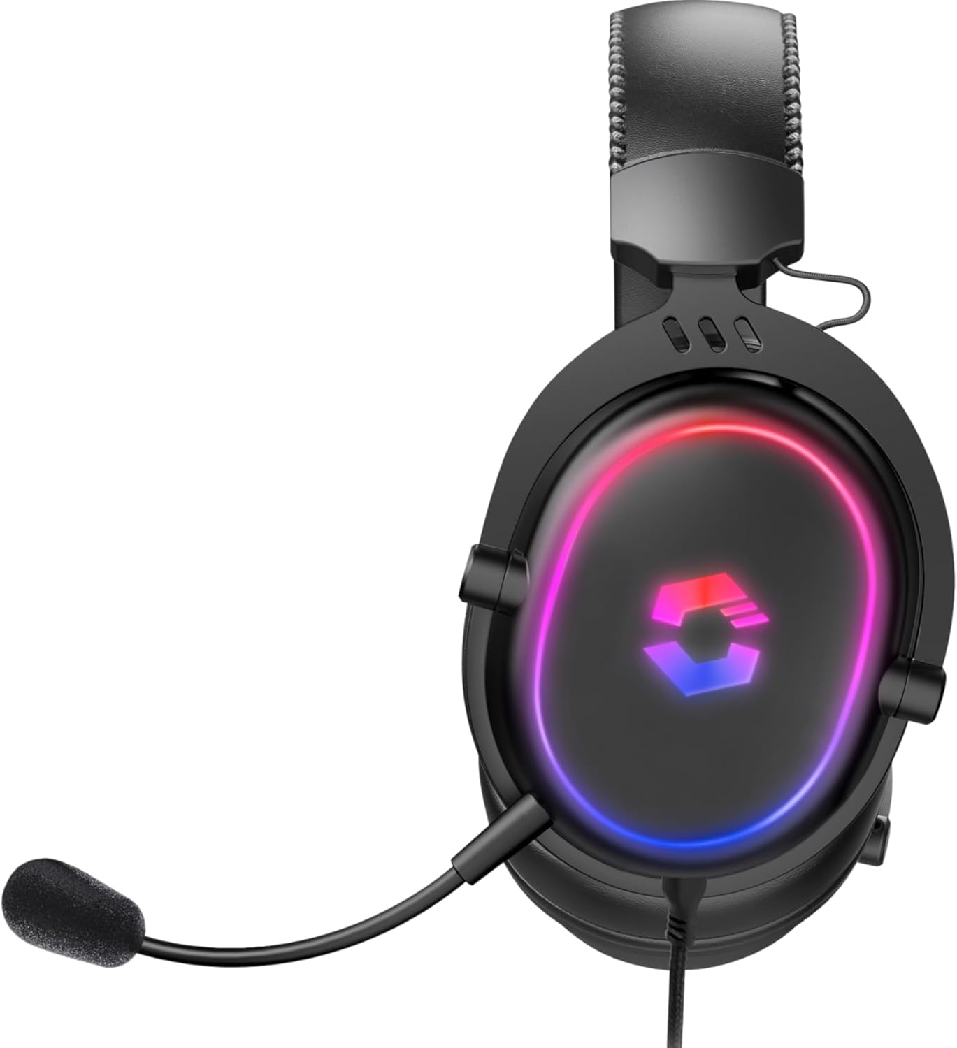 Speedlink CONUX RGB - Casque de Gaming Filaire avec Microphone pour PC, PS5, PS4, Xbox Series X/S, Switch, éclairage RGB, câble Jack 3,5mm et Adaptateur Y, Noir