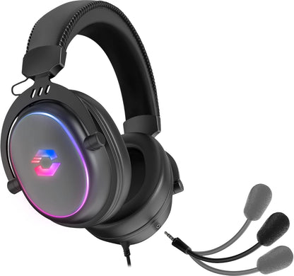 Speedlink CONUX RGB - Casque de Gaming Filaire avec Microphone pour PC, PS5, PS4, Xbox Series X/S, Switch, éclairage RGB, câble Jack 3,5mm et Adaptateur Y, Noir