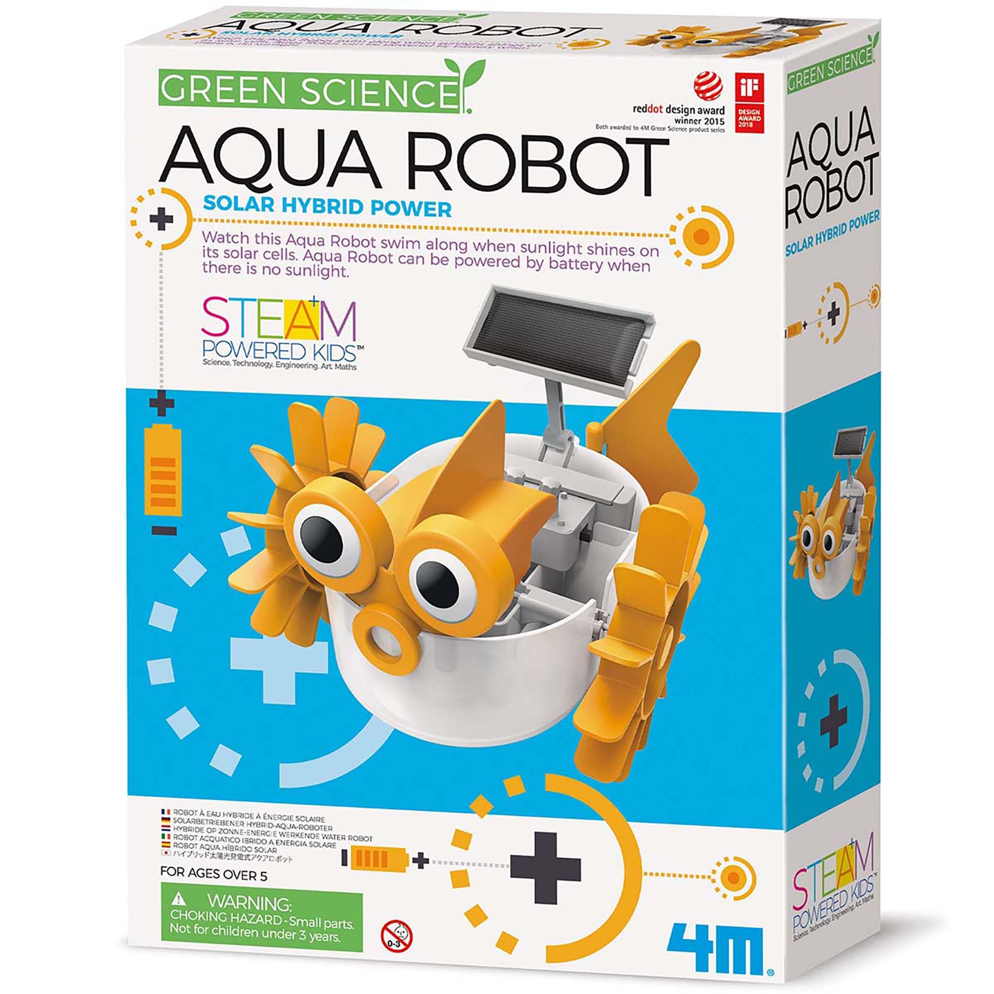 4M 403415 Green Science Aqua Robot-Solar Hybrid Power, Multi