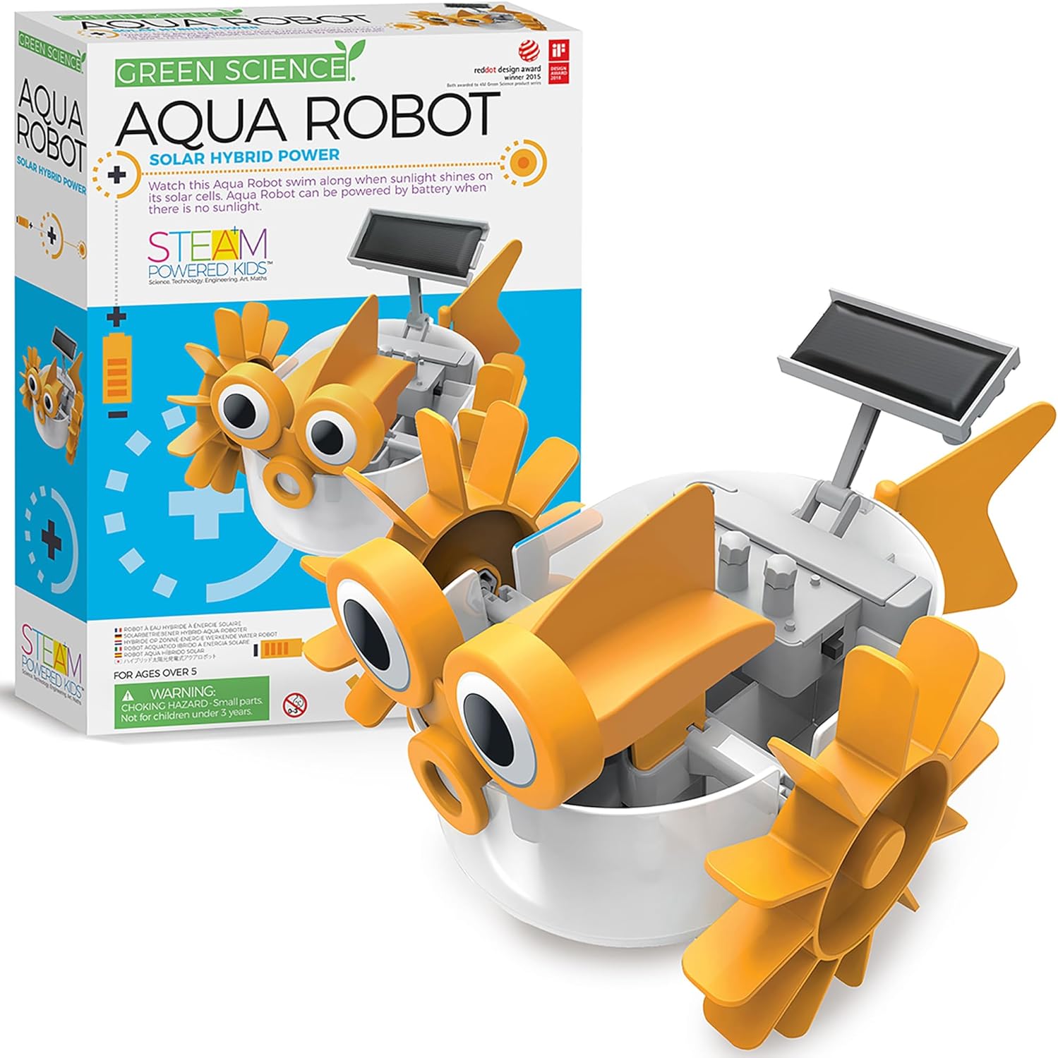4M 403415 Green Science Aqua Robot-Solar Hybrid Power, Multi