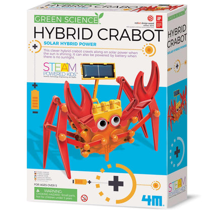 4M Green Science Hybrid Crabot for Kids | Build a Solar & Battery Powered Crab Robot | STEM Robotics Science Kit for Age 5+ | Renewable Energy Educational Toy | Gift for Boys & Girls