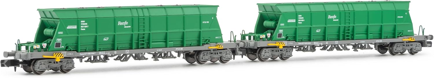 Arnold HN6670 Renfe Mercancías, 2-Unit Pack 4-Axle Hopper Wagons Faoos, Green, EpV-VI Freight Wagons