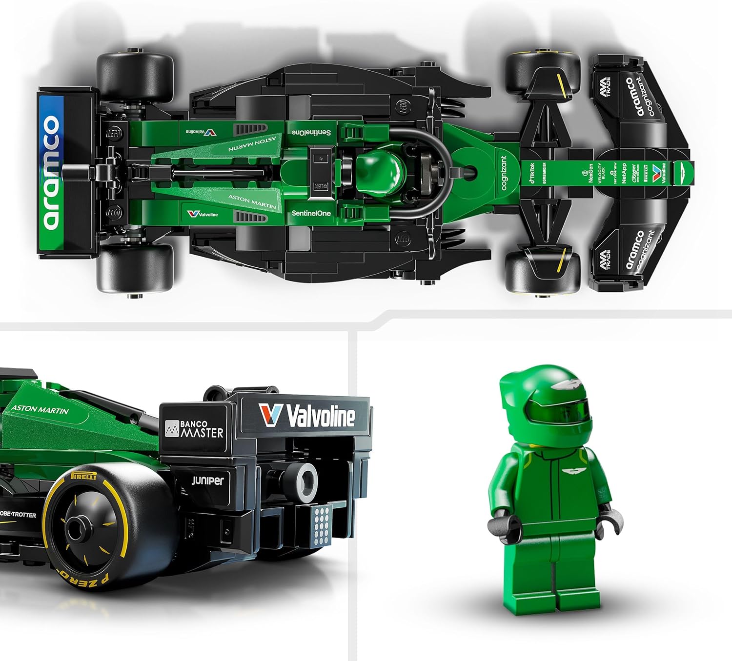 LEGO Speed Champions Aston Martin Aramco F1 AMR24 Race Car Toy with a Collectible Formula 1 Driver Minifigure - Model Kits for 10+ Year Old Boys & Girls or Adult Motorsport Fans 77245