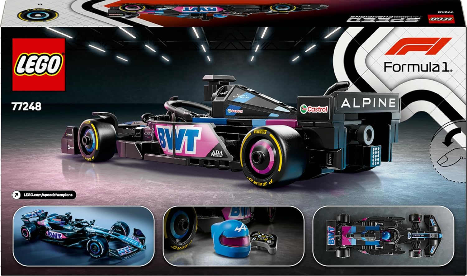LEGO Speed Champions Auto da Corsa BWT Alpine F1 Team A524 Macchina Giocattolo da Collezione con Minifigure del Pilota, Modello per Bambini e Bambine da 10 Anni o per Adulti Fan della Formula 1 77248