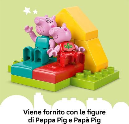LEGO DUPLO Peppa Pig Excursión Campestre con Papá Pig, Juguetes Montessori para Niñas y Niños de 2+ Años, Tienda de Campaña, Canoa y 2 Figuras, Desarrollo de Motricidad Fina y Clasificar Colores 10452