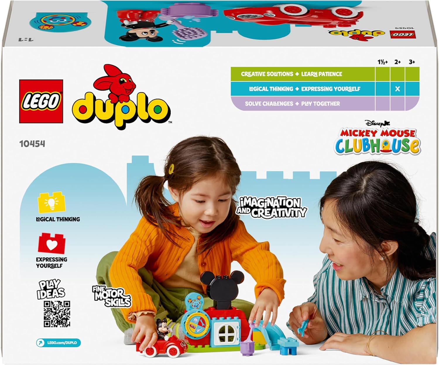 LEGO DUPLO ǀ Disney Mickey Mouse Clubhuis en Auto Bouwpakket voor Kinderen, Bouwbaar Speelgoed voor 2 jaar en Ouder, Cadeau voor Peuters om Kleuren te Sorteren, Inspireert Creatief Spel 10454