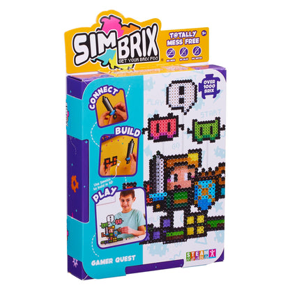 Simbrix 08184 Starter Pack Gamer Quest 1000+ brix Create 2D and 3D Pixel Arts and Crafts STEM Toys for Boys and Girls Ages 5 and up, Multicolour