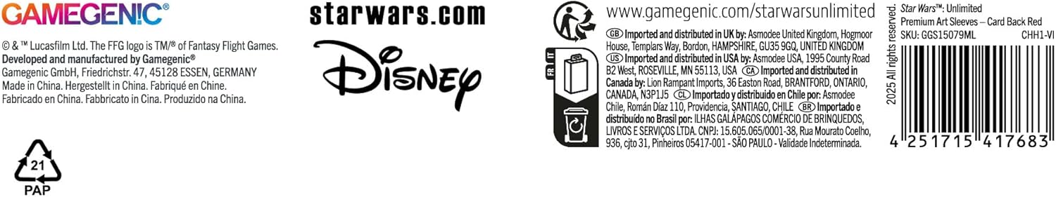 Star Wars: Unlimited Card Game - Art Sleeves - Card Back Red