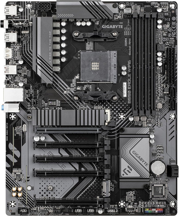 GIGABYTE B550 EAGLE WIFI6 Motherboard - AMD Ryzen 5000 G-Series CPUs, 10+3+1 Phases VRM, up to 3200MHz DDR4, 1xPCIe 4.0 + 1xPCIe 3.0 M.2, 1GbE LAN, WIFI 6, USB 3.2 Gen 2