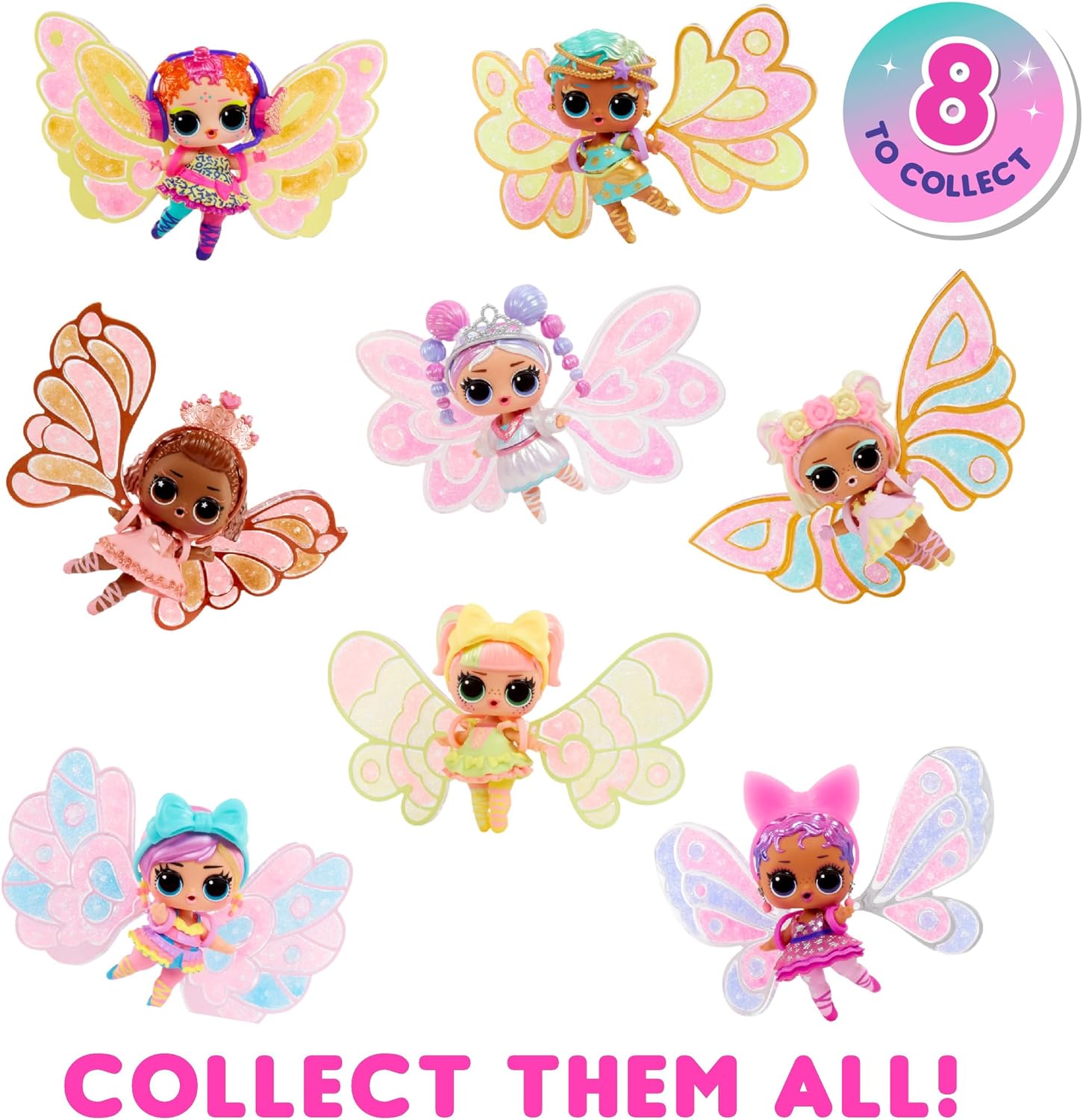 L.O.L. Suprise! Fairies Tots - Includes 1 Doll, Blind Packaging, 8 Dolls to Collect, Customise Fairy Wings for Your Tots, Ideal Present for Kids Ages 4+, Pink