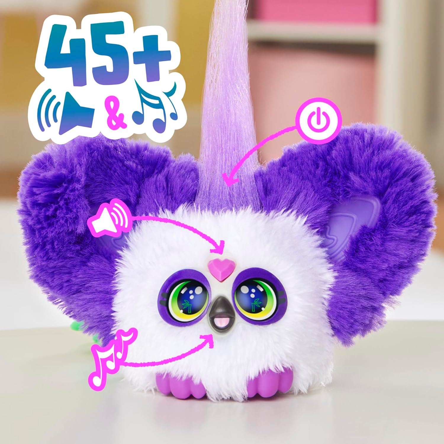 Furby Furblets Bam-Boo Mini Friend, Electronic Plush Toys for Girls & Boys 6+, Panda, Black & White, Speaks Furbish & Plays Music, Series 4