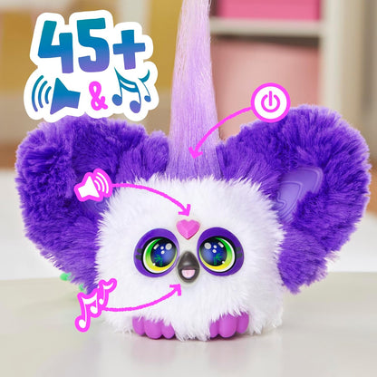 Furby Furblets Bam-Boo Mini Friend, Electronic Plush Toys for Girls & Boys 6+, Panda, Black & White, Speaks Furbish & Plays Music, Series 4