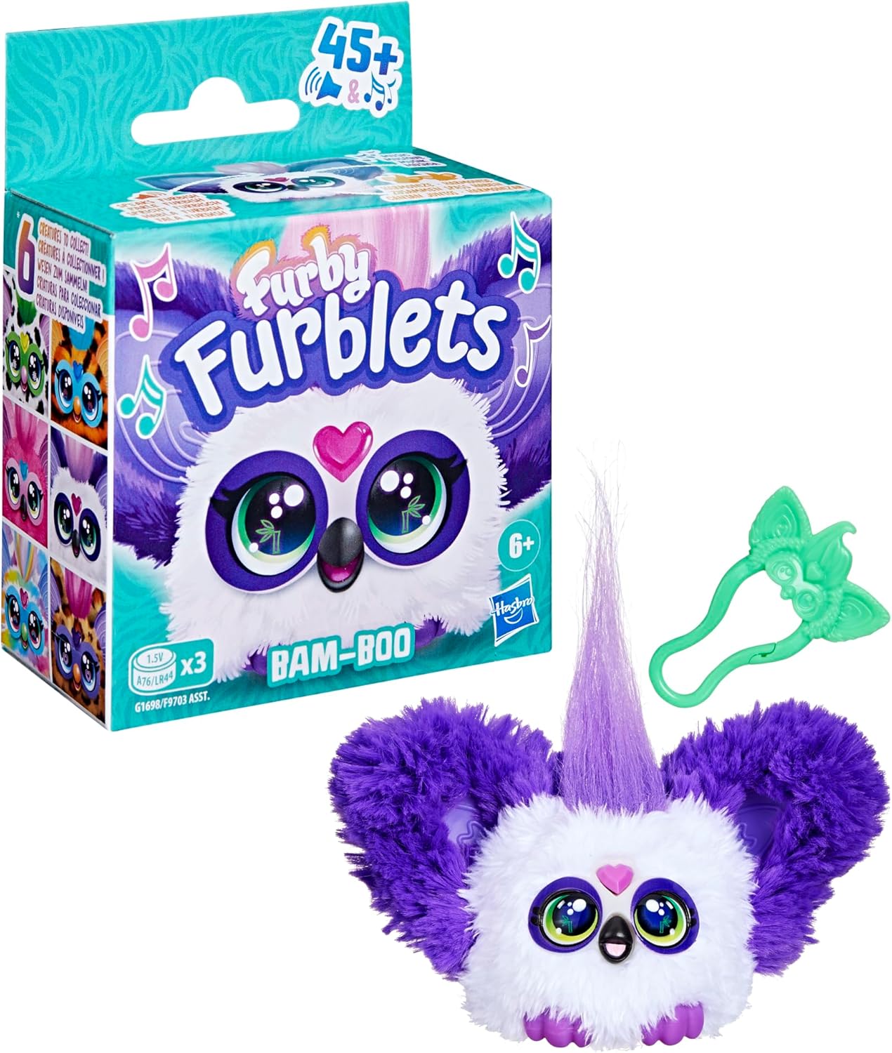 Furby Furblets Bam-Boo Mini Friend, Electronic Plush Toys for Girls & Boys 6+, Panda, Black & White, Speaks Furbish & Plays Music, Series 4