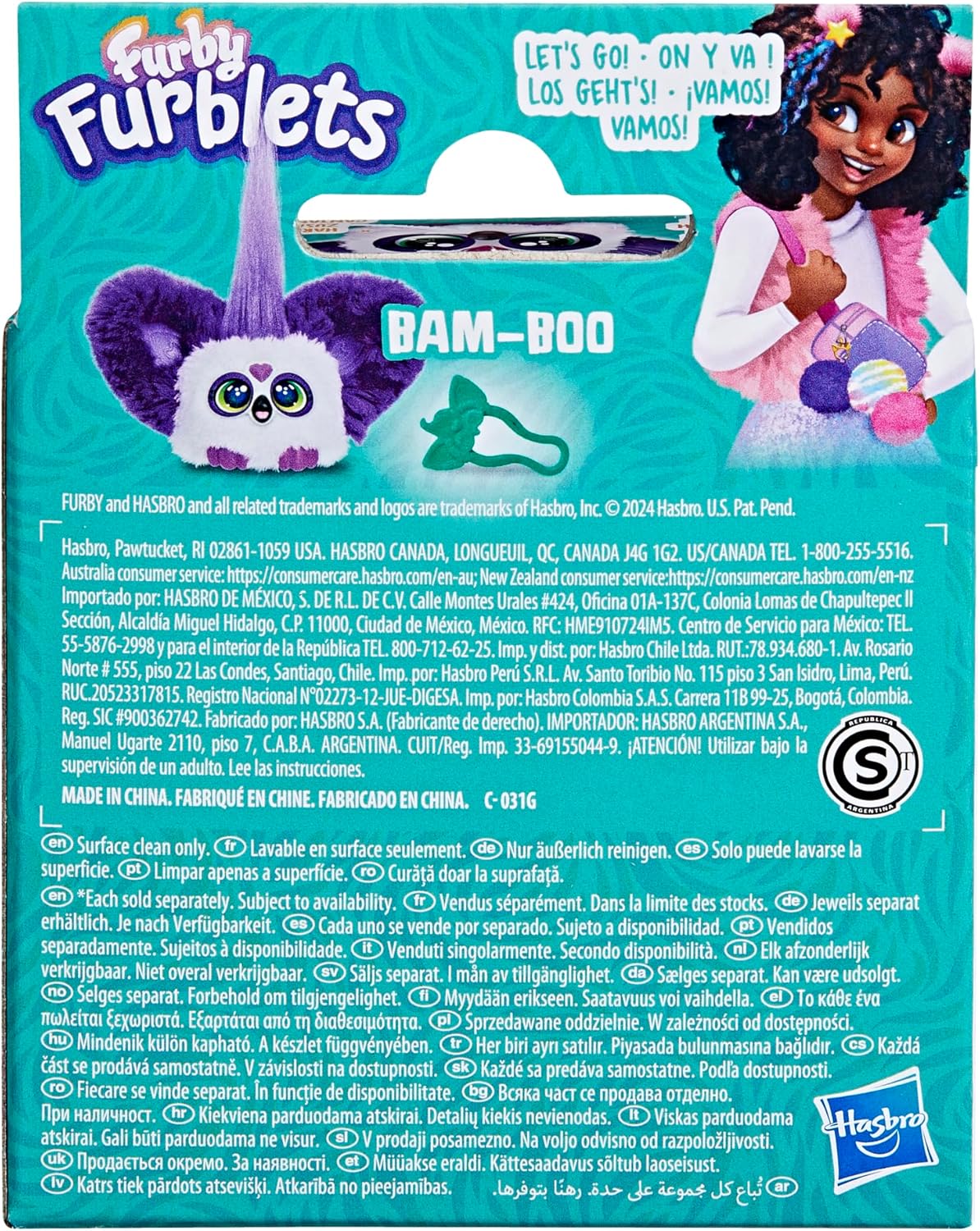 Furby Furblets Bam-Boo Mini Friend, Electronic Plush Toys for Girls & Boys 6+, Panda, Black & White, Speaks Furbish & Plays Music, Series 4