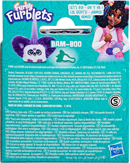 Furby Furblets Bam-Boo Mini Friend, Electronic Plush Toys for Girls & Boys 6+, Panda, Black & White, Speaks Furbish & Plays Music, Series 4