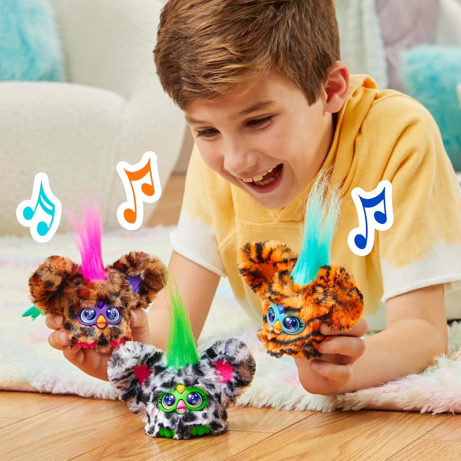 Furby Furblets Chee-Chee Mini Friend, Electronic Plush Toys for Girls & Boys 6+, Cheetah Print, Speaks Furbish & Plays Music, Series 4