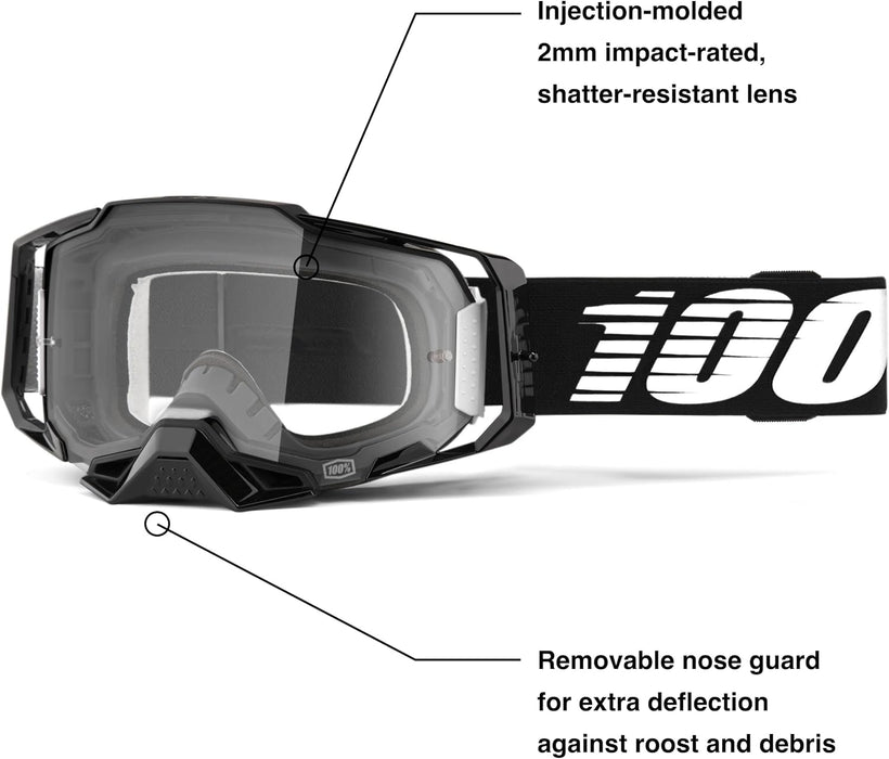 100% Armega Goggles Black / Clear Lens