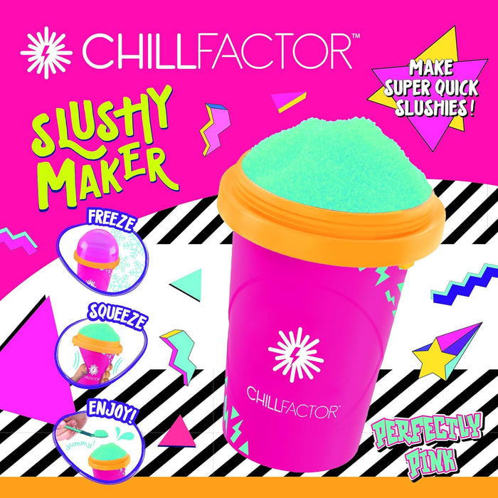 Chill Factor Colour Shock slushy maker Perfectly Pink - Reusable slushy maker cup, homemade slushies. Squeeze cup slushy maker Kitchen toys