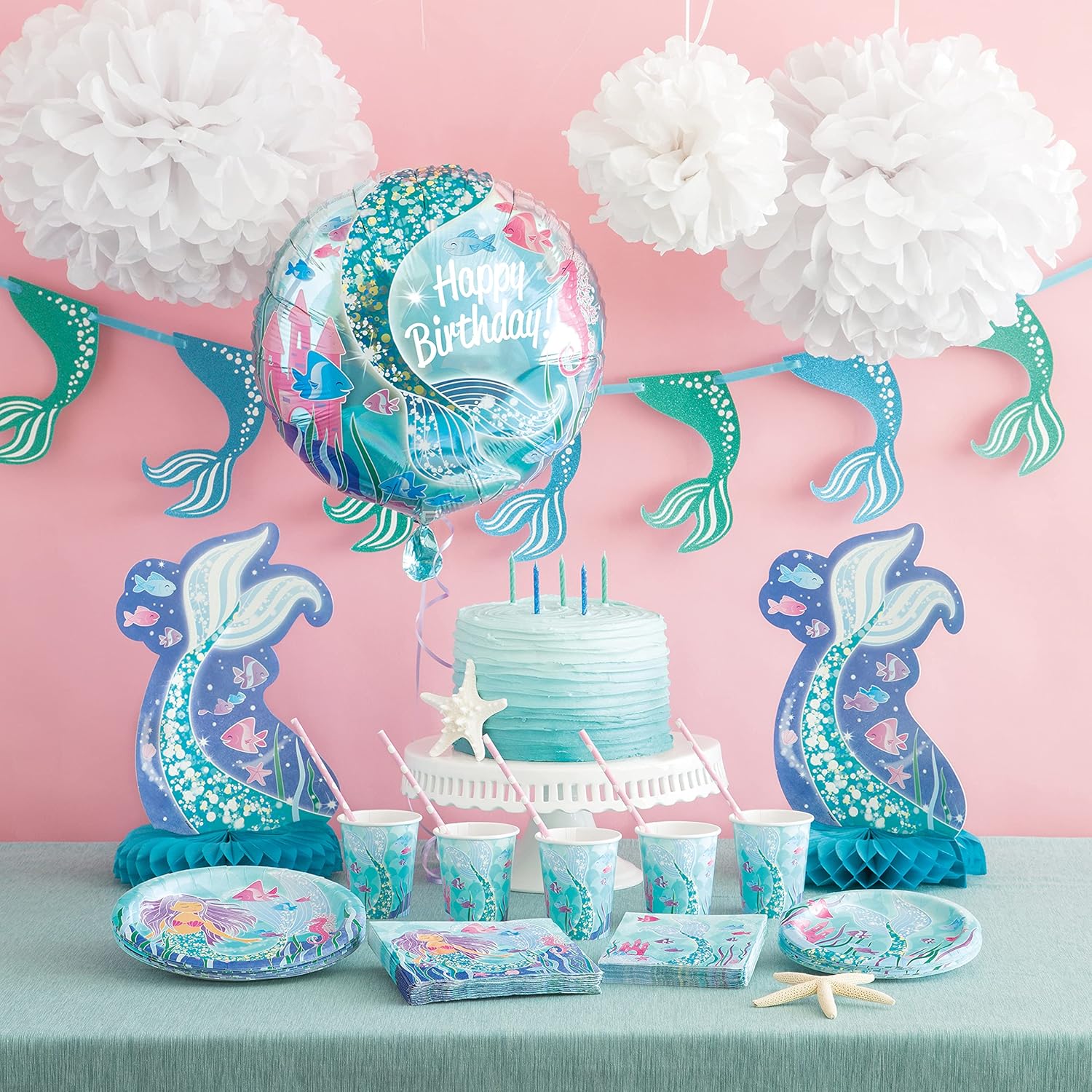 Piatti Ecologici in Carta - 18 cm - Festa a Tema Sirena - Confezione da 8