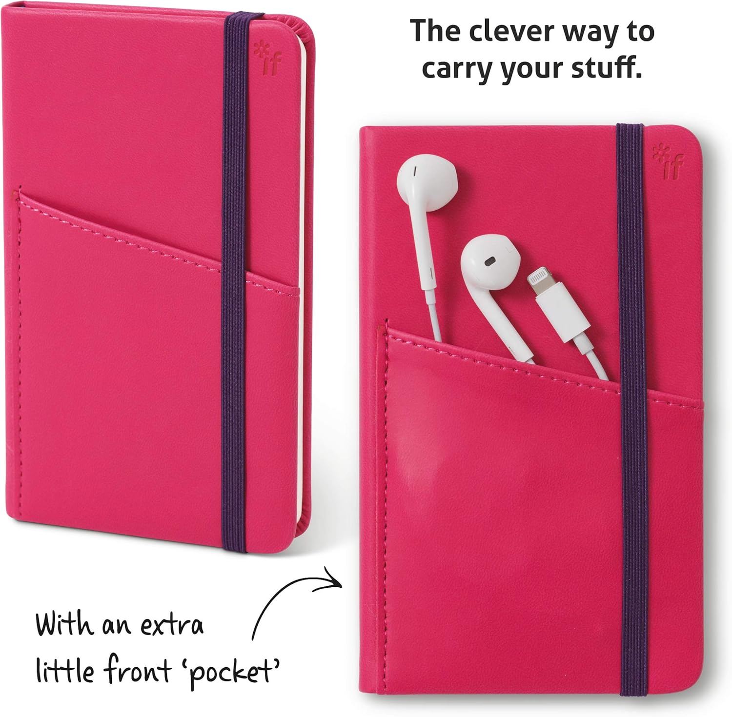 IF Bookaroo A6 'Pocket' Notebook - Hot Pink