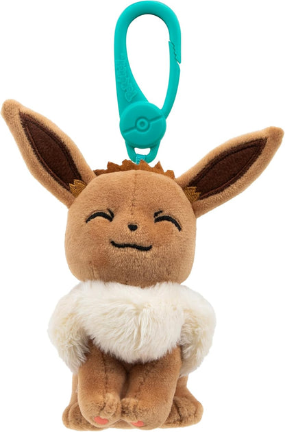 Pokémon Clip on 10 cm Plush - Pikachu, Eevee, Squirtle, Psyduck - Official Pokemon Clogged Toy for Children 2+