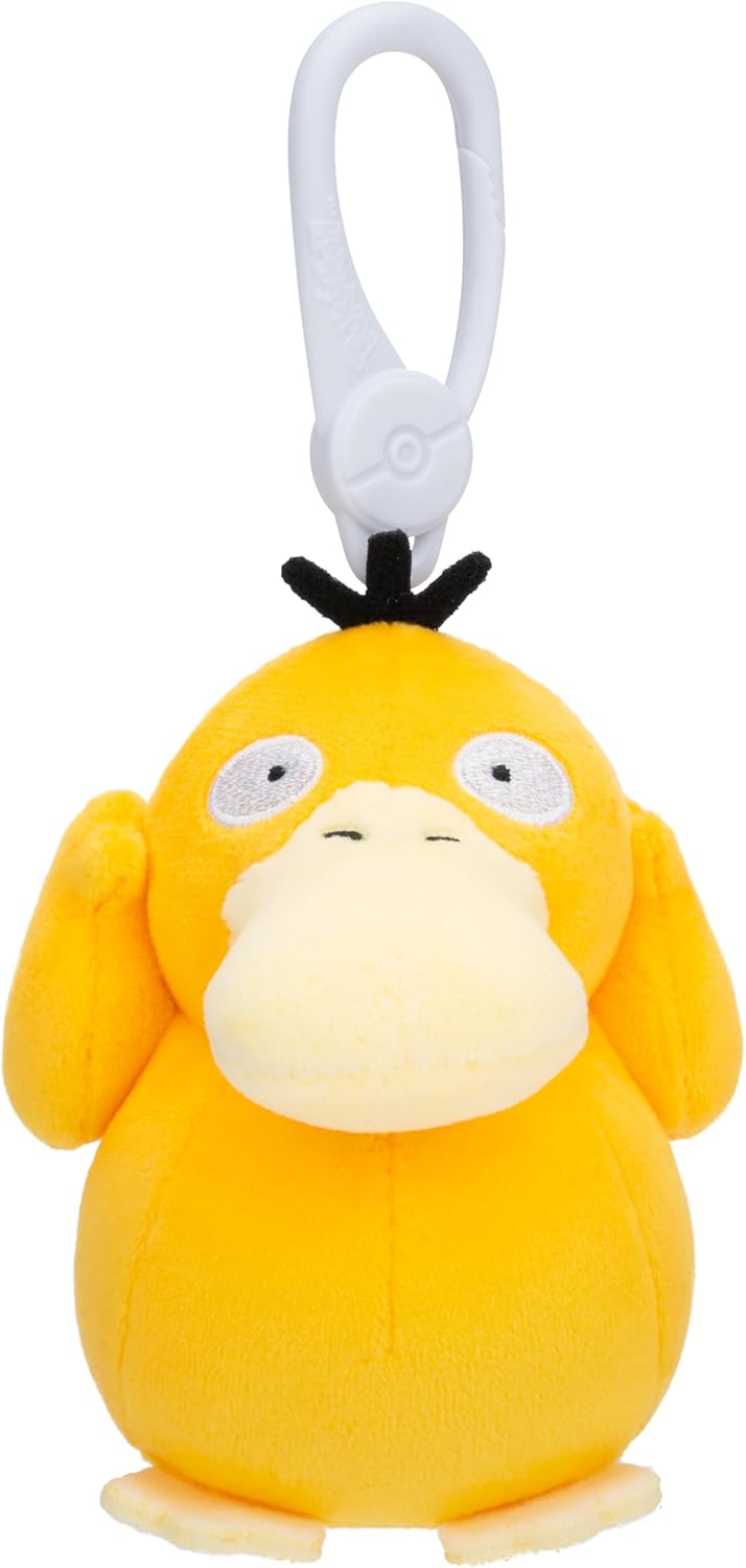 Pokémon Clip on 10 cm Plush - Pikachu, Eevee, Squirtle, Psyduck - Official Pokemon Clogged Toy for Children 2+