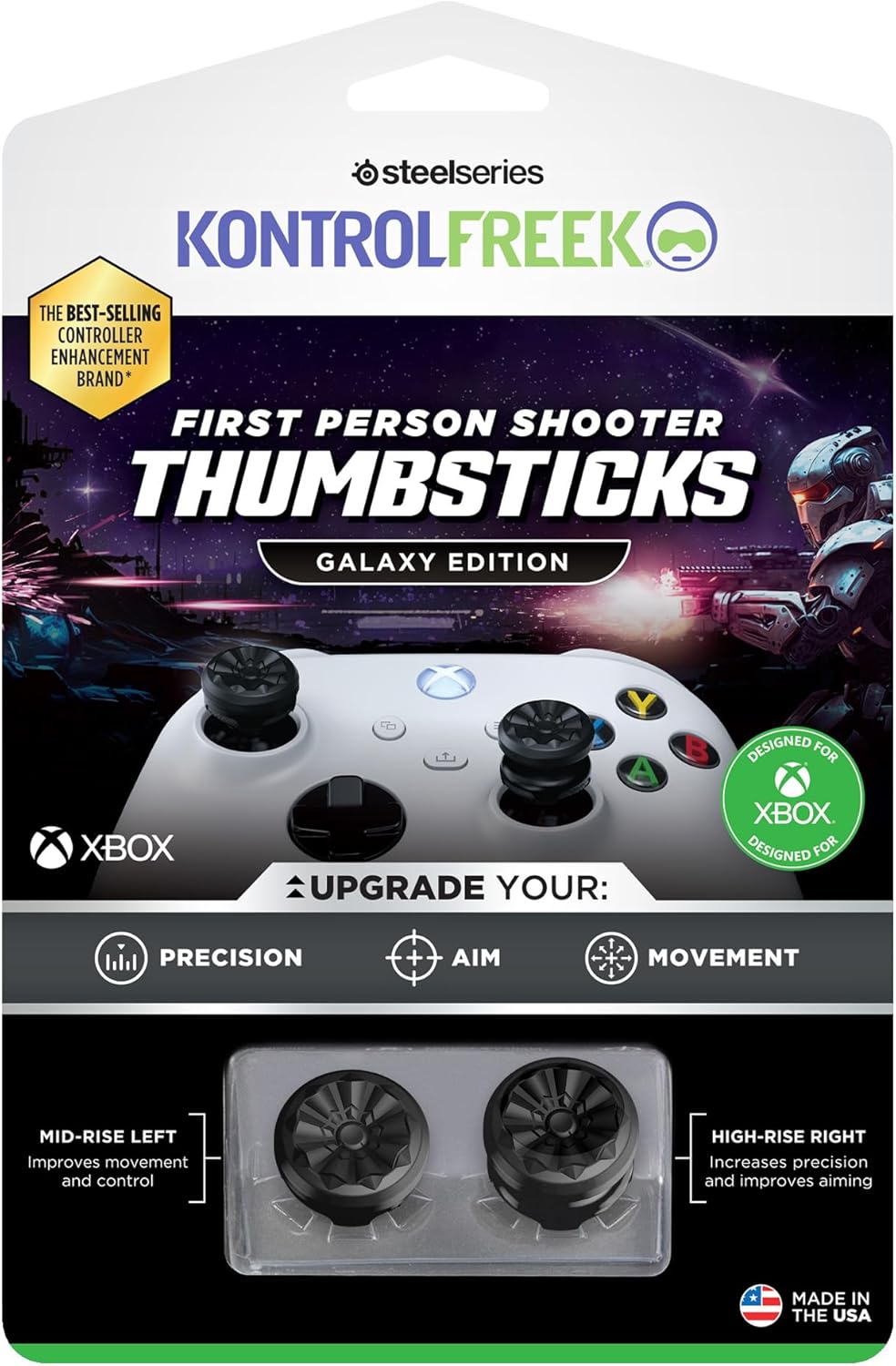 KontrolFreek FPS Freek Galaxy Black per controller Xbox One e Xbox Series X - 2 levette ad alte prestazioni - 1 a vita alta - 1 a vita media - Nero