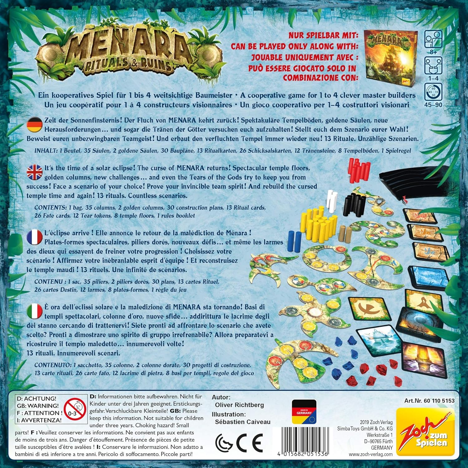 Zoch 601105153 Menara, Rituals and Ruins, Menara Extension to the Basic Game, Cooperative Game for 1 to 4 Far-sighted Builders