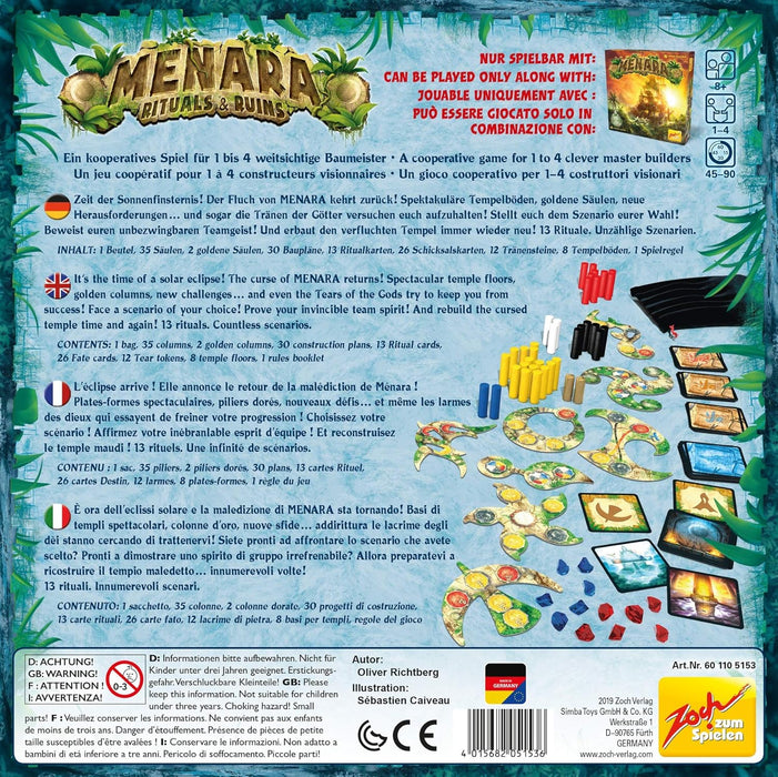 Zoch 601105153 Menara, Rituals and Ruins, Menara Extension to the Basic Game, Cooperative Game for 1 to 4 Far-sighted Builders