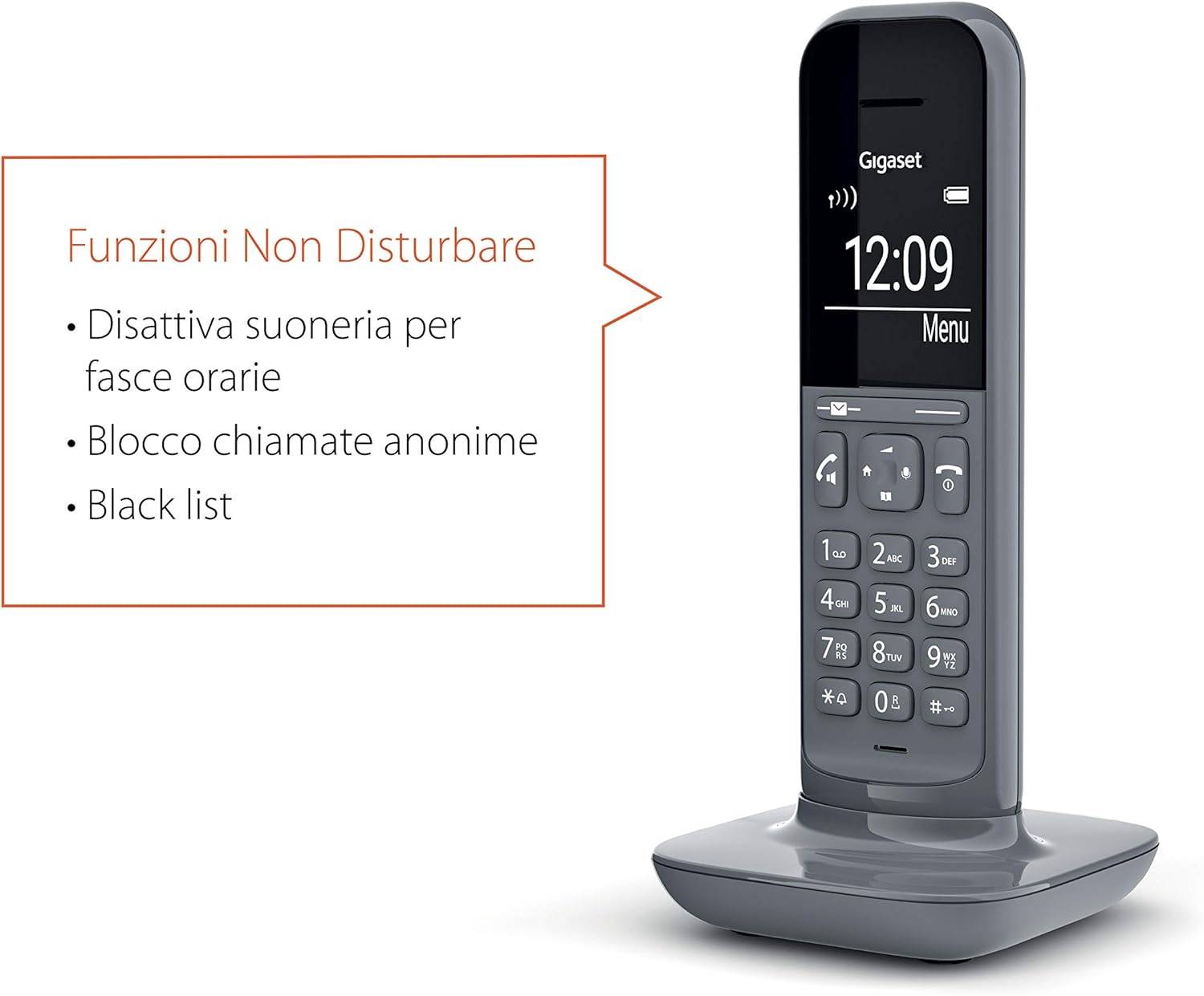 Gigaset CL390 Telefono Cordless, Funzione Black List e "Non disturbare", Vivavoce, Display Ampio, Standard, Grigio