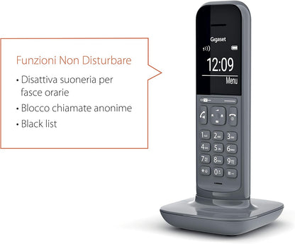 Gigaset CL390 Telefono Cordless, Funzione Black List e "Non disturbare", Vivavoce, Display Ampio, Standard, Grigio