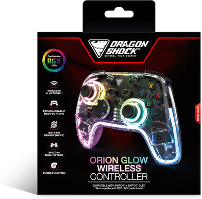 DragonShock Orion Glow Wireless Controller RGB Compatibile con Switch/Switch OLED, PC, Android, IOS