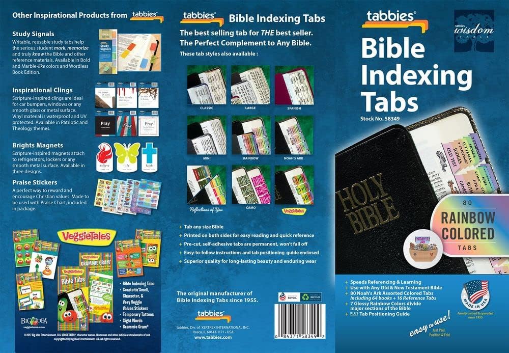 Noah's Ark Animal 80 Rainbow Bible Tabs