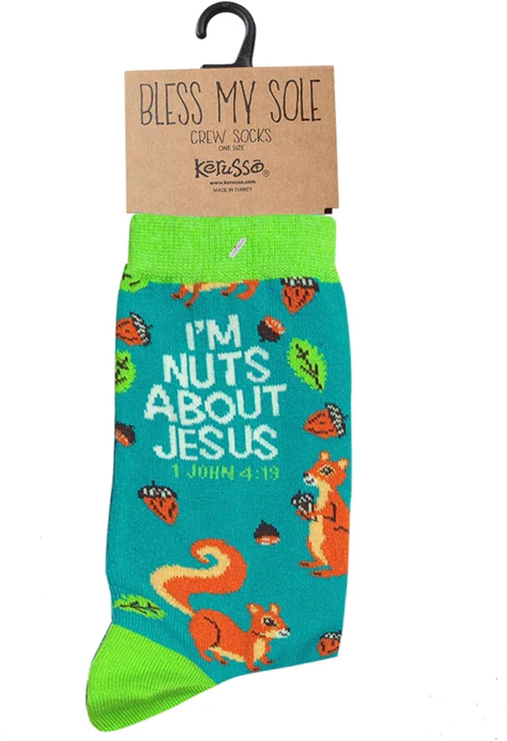 Kerusso Adult Socks - Squirrel - Turquoise - One Size Fits Most, Turquoise, One Size