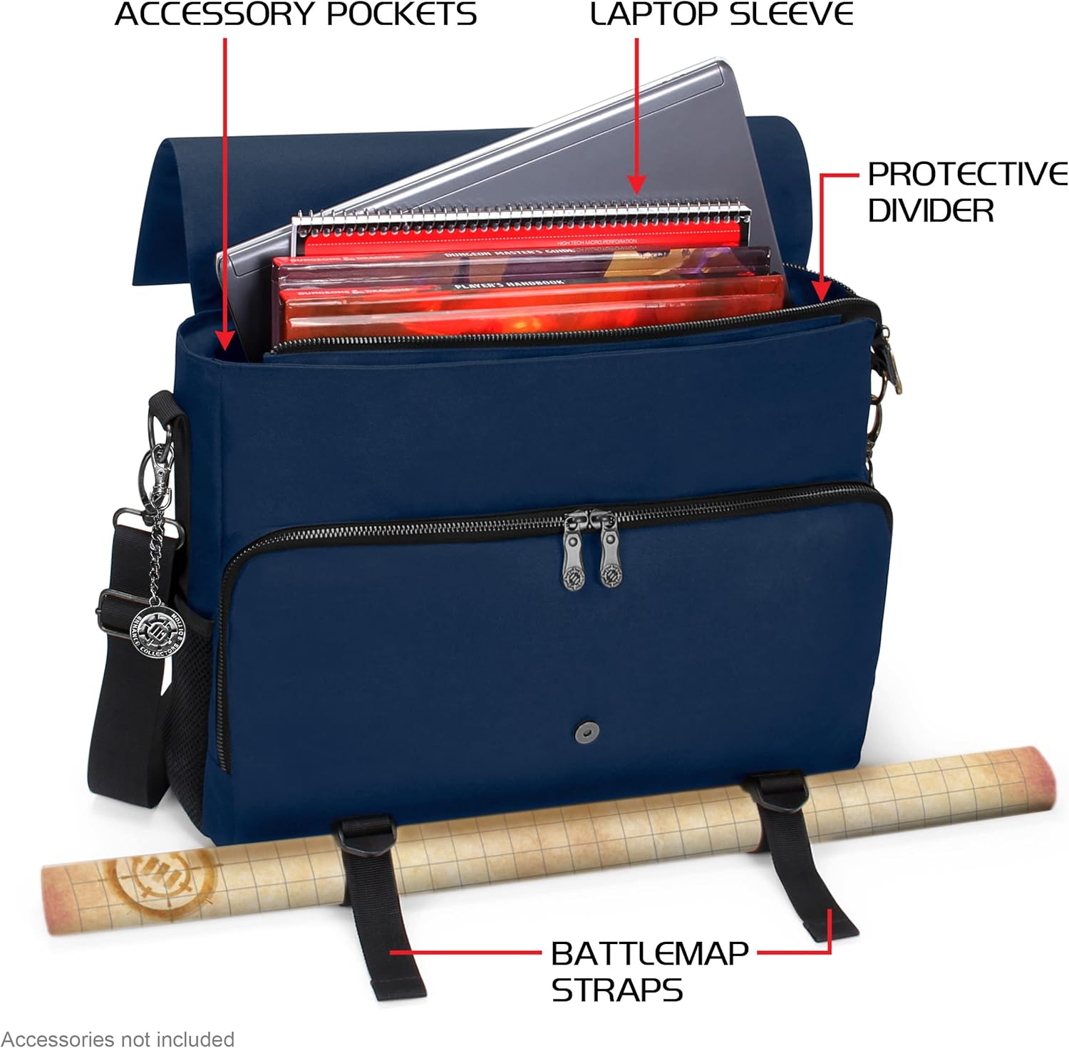 ENHANCE Travel Bag for DND, Bag Compatible with Dungeons and Dragons, Battle Mat Holder, Dice Pockets and Accessories, Carry 4-8 Books