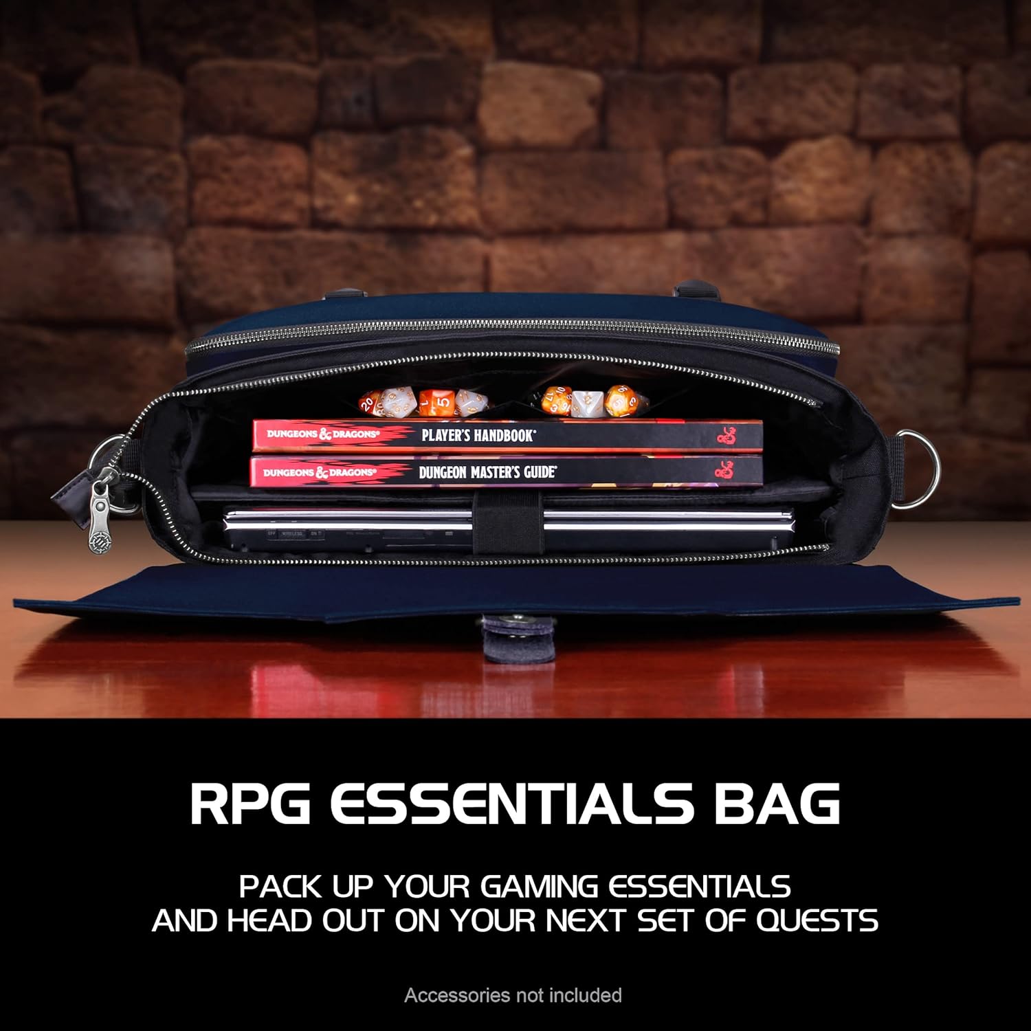 ENHANCE Travel Bag for DND, Bag Compatible with Dungeons and Dragons, Battle Mat Holder, Dice Pockets and Accessories, Carry 4-8 Books