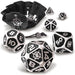 ENHANCE DnD Metal Dice Set - 7pc Polyhedral Dice with 2-in-1 Vegan Leather Bag and Tray, Solid Metal Set for Dungeons and Dragons, Pathfinder, more RPGs (Collector's Edition Black