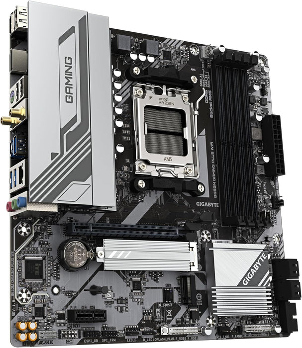GIGABYTE B650M GAMING PLUS WIFI Motherboard - AMD Ryzen 9000 CPUs, 5+2+2 Phases VRM, up to 8000MHz DDR5, 2xPCIe 4.0 M.2, 2.5GbE LAN, WIFI 6E, USB 3.2 Gen 1