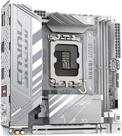 GIGABYTE B860I AORUS PRO ICE Motherboard - Intel Core Ultra Series CPUs, 8+1+2+1 Phases VRM, up to 9200MHz DDR5, 1xPCIe 5.0 + 1xPCIe 4.0 M.2, 2.5GbE LAN, WIFI 7, Thunderbolt 4