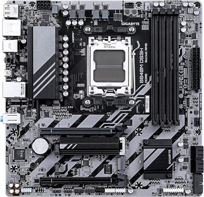 GIGABYTE B840M DS3H Motherboard - AMD Ryzen 9000 CPUs, 8+2+2 Phases VRM, up to 8200MHz DDR5, 2xPCIe 4.0 M.2, 2.5GbE LAN, USB 3.2 Gen 1