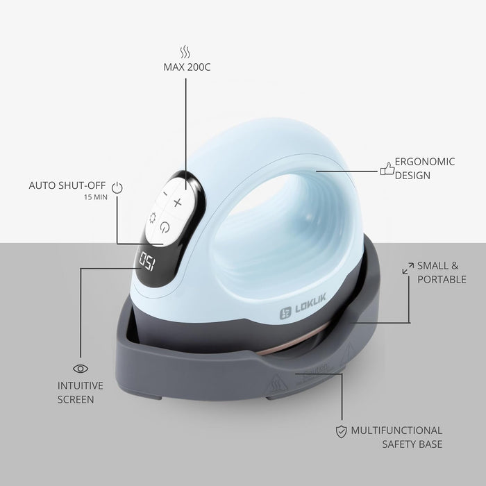 LOKLIK Mini Heat Press - Portable Heat Transfer Vinyl Machine for Sublimation Printing with Curved & Flat Plates, Flexible Temperature Settings & Digital Display - HTV Craft Heatpress Machine, Blue