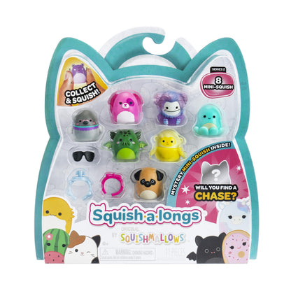 Squish-a-longs Paquete de 8 (estilo 1- W2) – (8) Mini-Squish de 1 pulgada con (2) accesorios, (1) anillo y una guía de coleccionista - Colecciona, intercambia y juega
