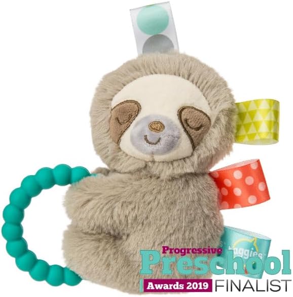 Taggies Soft Rattle with Teether Ring, 13-Centimetres, Molasses Sloth