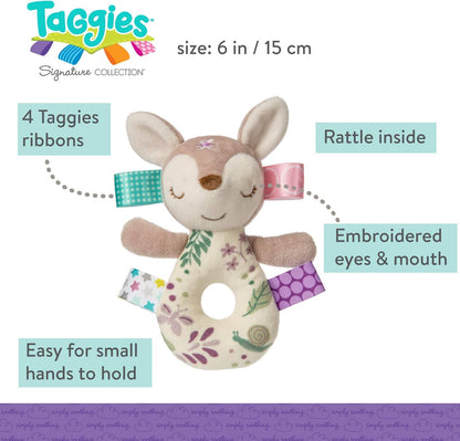 Taggies Soft Ring Baby Rattle, 15-Centimetres, Flora Fawn