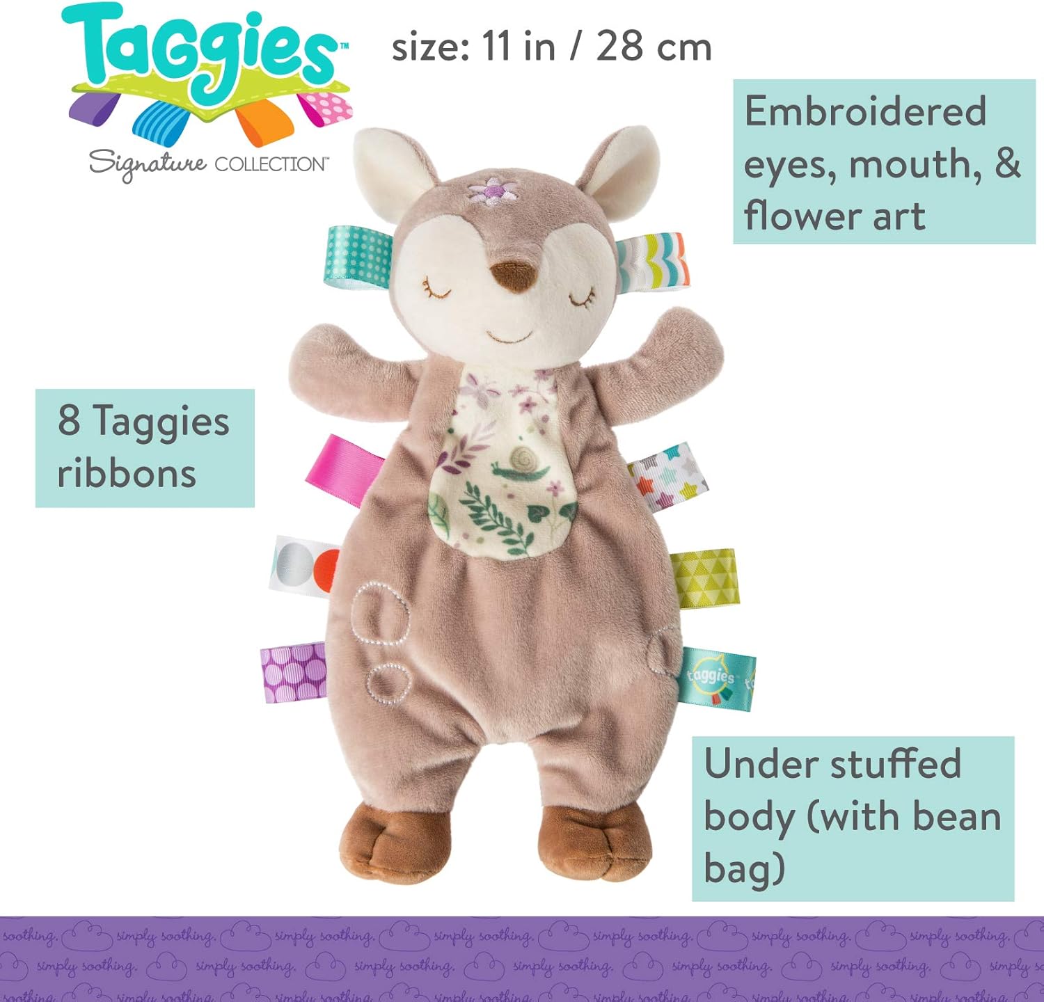Taggies Lovey Soft Toy, 28-Centimetres, Flora Fawn
