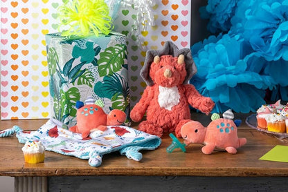 Mary Meyer Pebblesaurus Stuffed Animal Security Blanket, 33 x 33-Centimetres, Coral Dinosaur