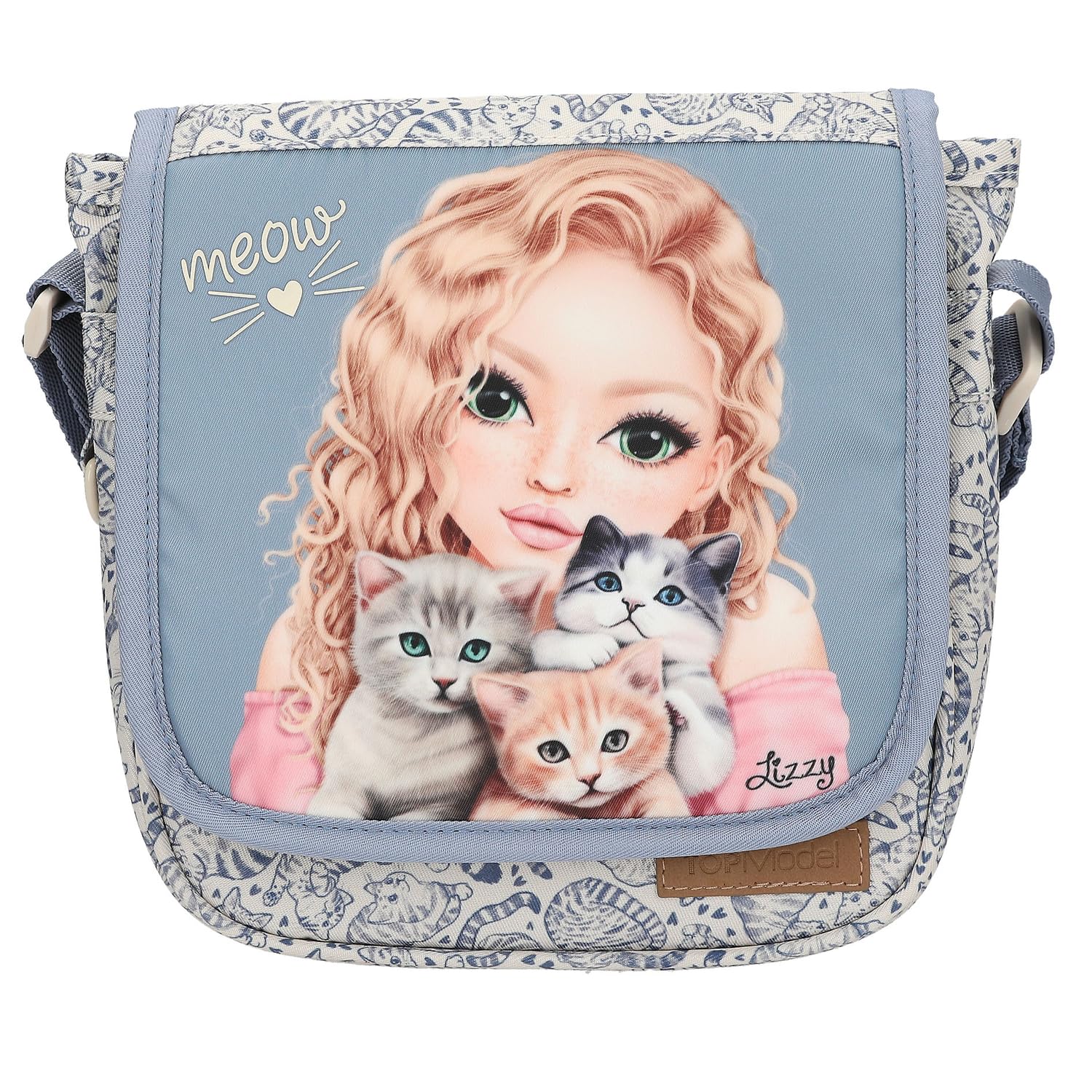 Topmodel - Topmodel Shoulder Bag Cat Love - Light Blue And Cream - Small (413273)