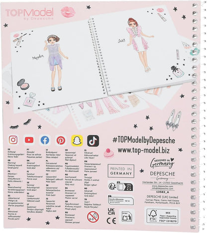 Depesche 13583 TOPModel Creëer je glamourlook - kleurboekset met 36 pagina's om outfits te ontwerpen, incl. 6 stickervellen