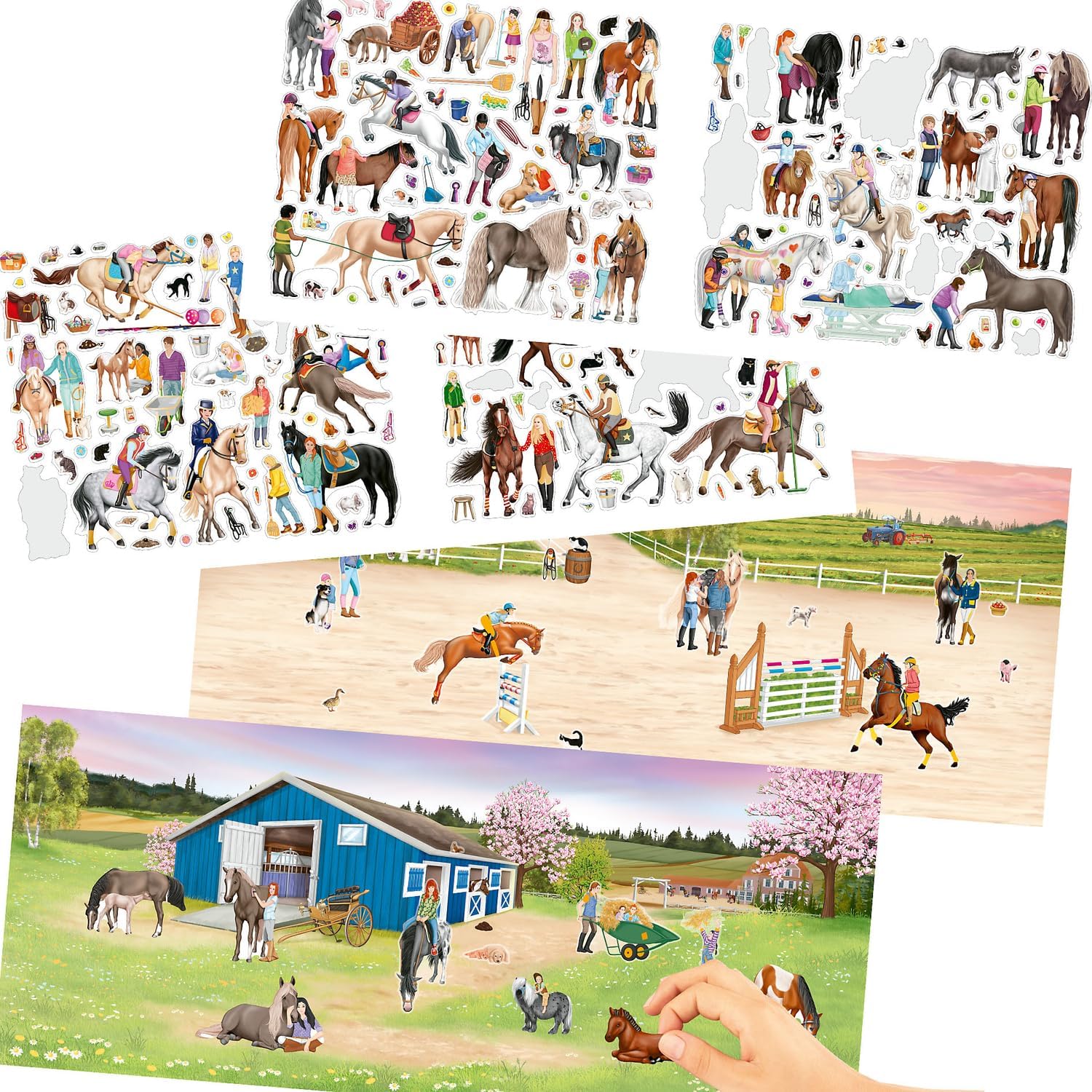 Depesche 13586 Create Your Happy Horses - stickerboek met 24 achtergrondpagina's om je eigen paardenwereld te ontwerpen, incl. 6 stickervellen