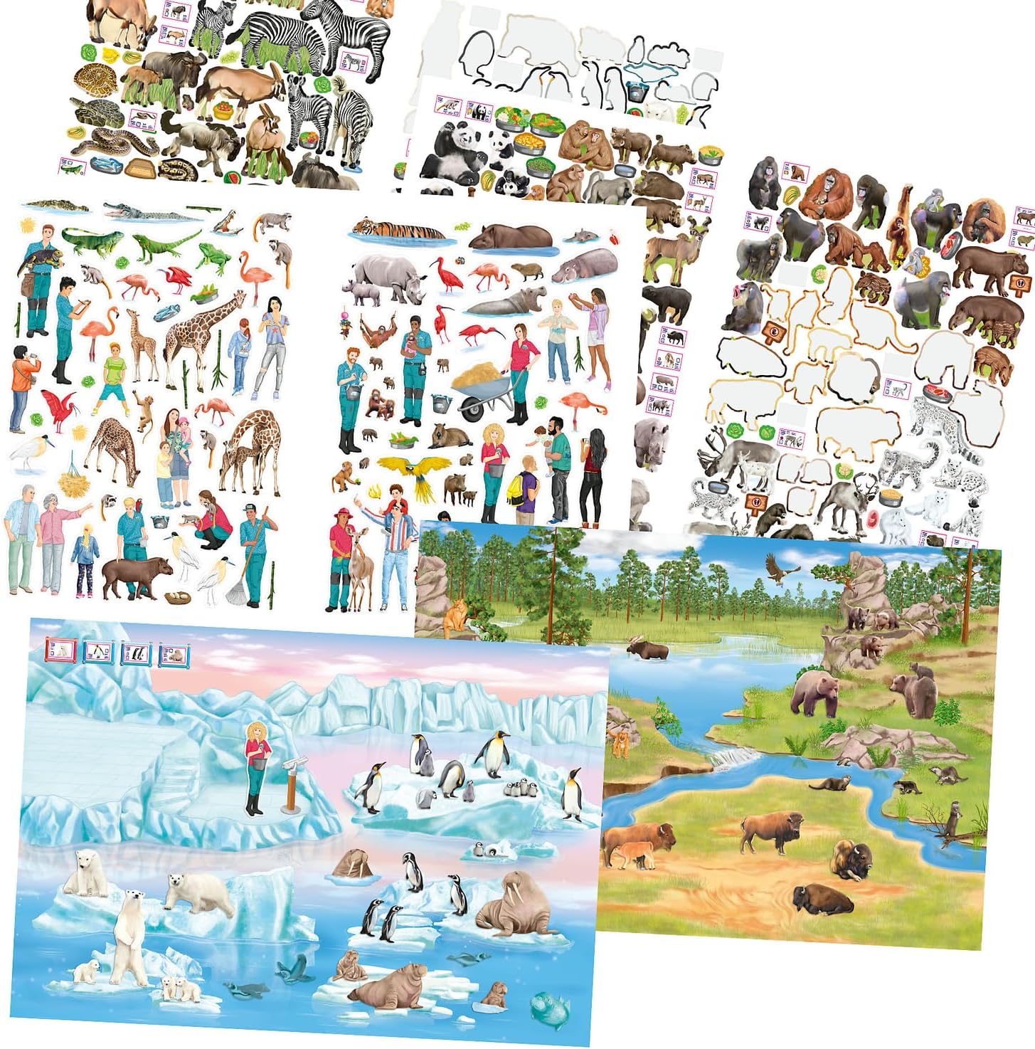 Depesche 13607 Creëer je dierentuin - kleurboek met 24 voorbedrukte pagina's om dierentuinmotieven te maken, incl. 3 dubbelpagina stickers